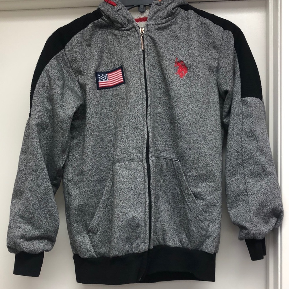 U.S. Polo Assn Gray Kids Hoodie, Size L (14/16)